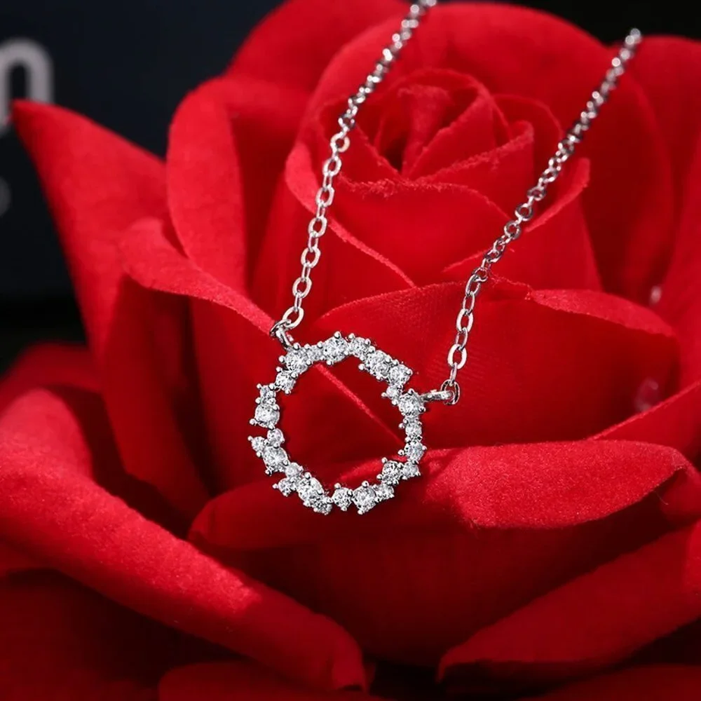 💎 "Dainty Refine Shiny Hollow Round CZ Pendant Necklace for Women, INDN8634 - Picture 6 of 7